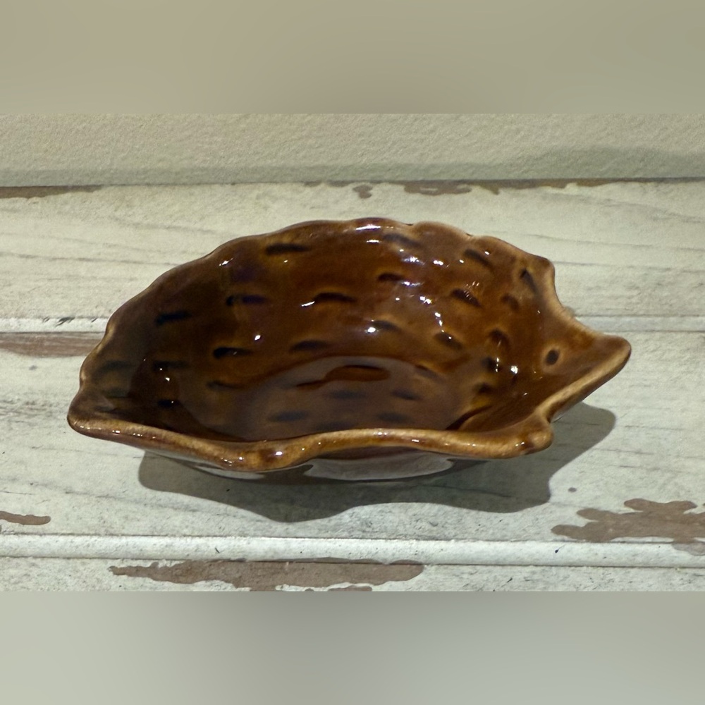 Vintage Fun Brown Ceramic Hedgehog Trinket Bowl